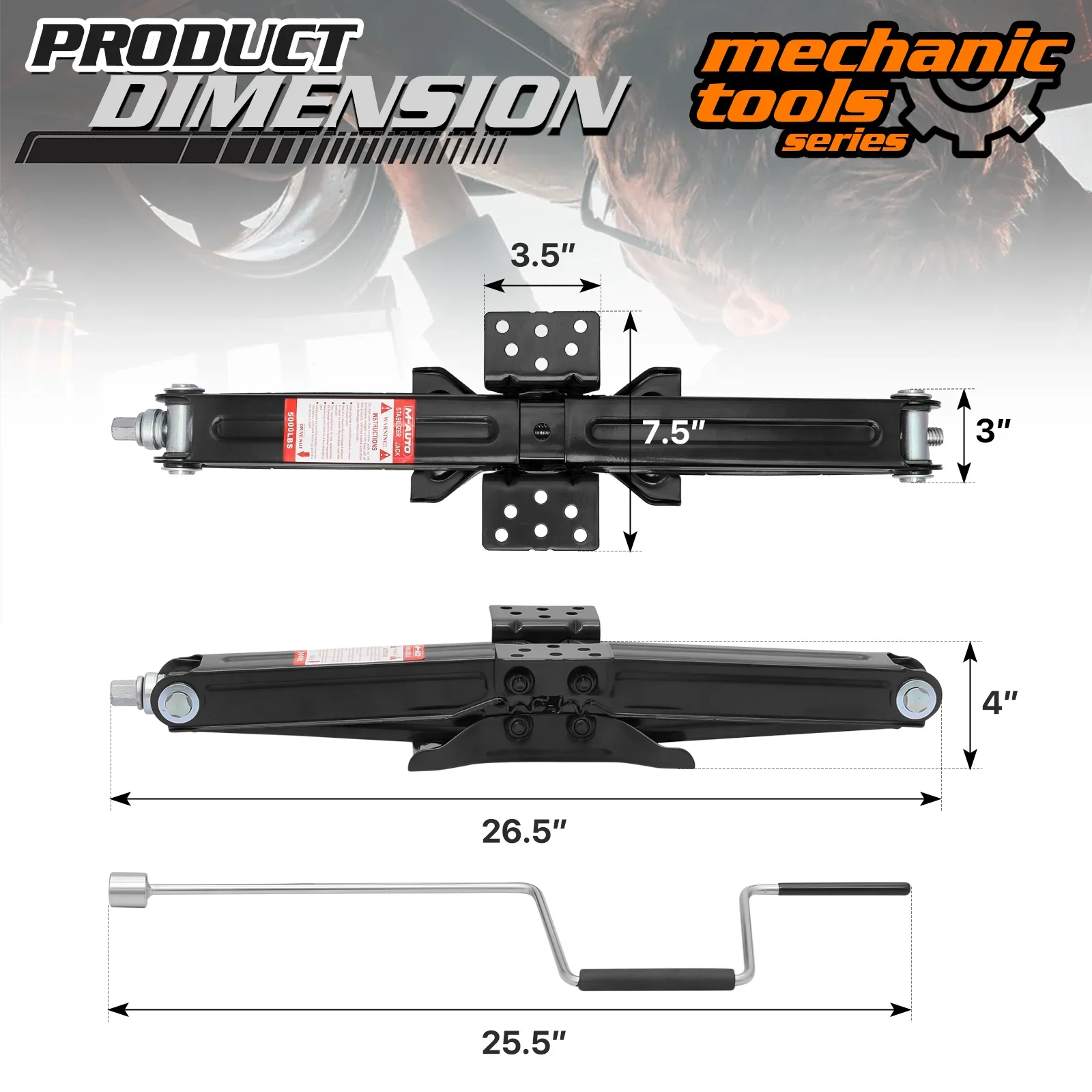 2.5 Ton Heavy Duty Steel Scissor Jack 5000lbs Floor Jack With Handle RV Trailer Stabilizer Leveling Scissor Jacks Set