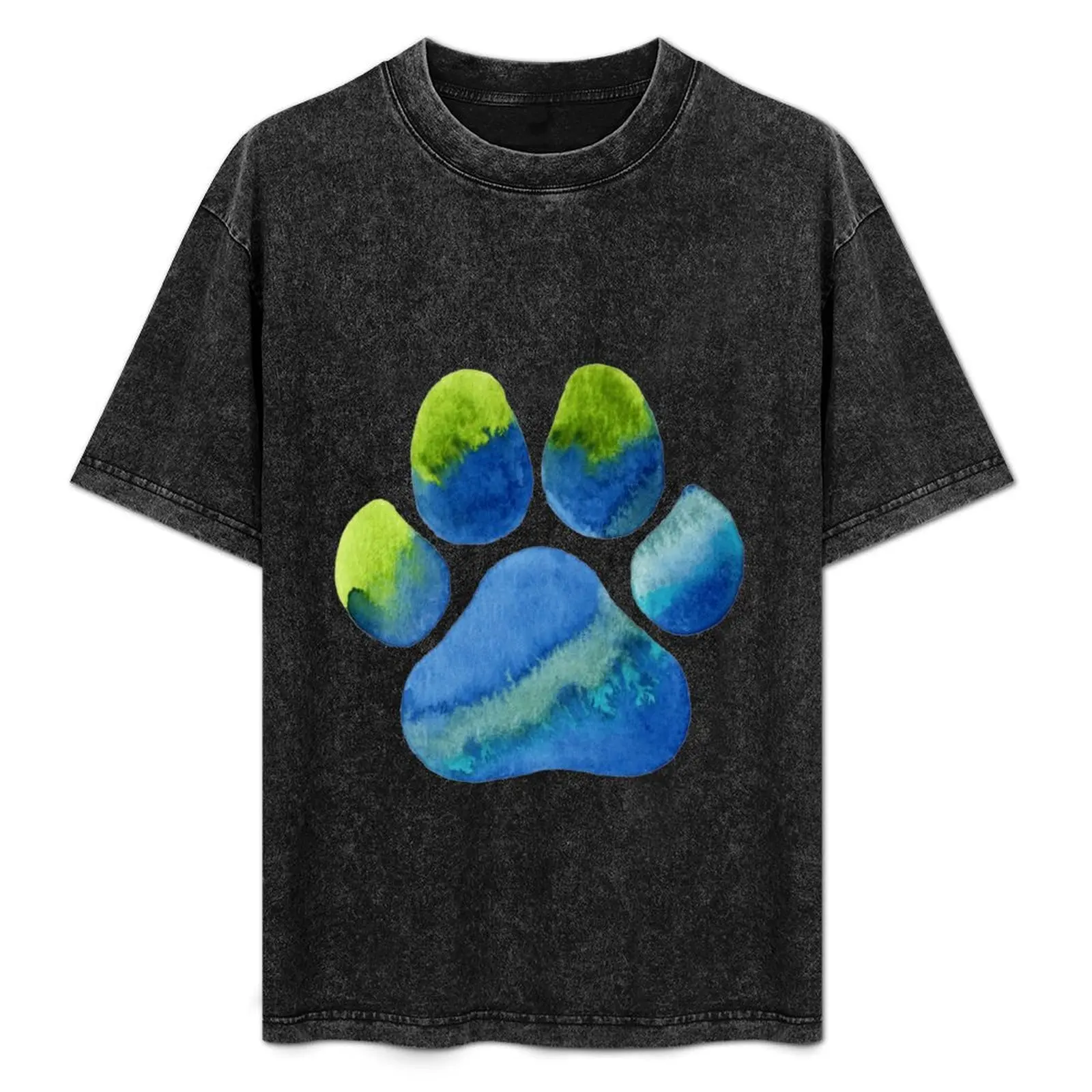 

Blue Green Paw Print T-Shirt Fitness Training Breathable Tee