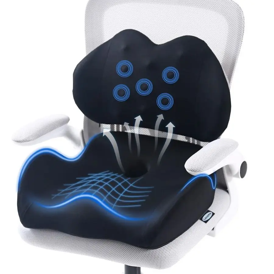 

X Large Memory Foam Seat Cushion Lumbar Support Pillow for Sciatica amp Tailbone Pressure Relief Coccyx Pad for Office Chair, Ca