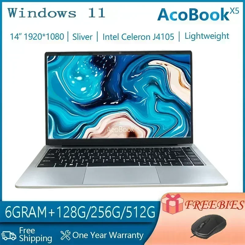 Ordenador portátil con Windows 11 Pro, pantalla IPS FHD de 14,1 pulgadas, 1920x1080, 6GB de RAM, 128GB/256GB/512GB/1T SSD, banda Dual, Wifi2.4G/5G