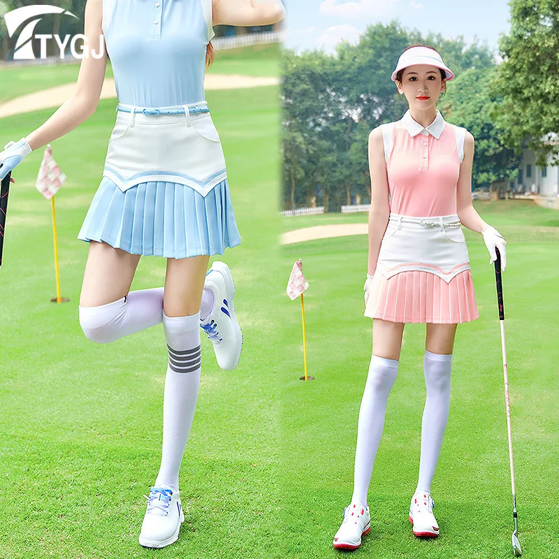 Falda de Golf ajustada para mujer, ropa de tenis, Falda plisada elástica, ropa deportiva informal, cadera cómoda, multicolor