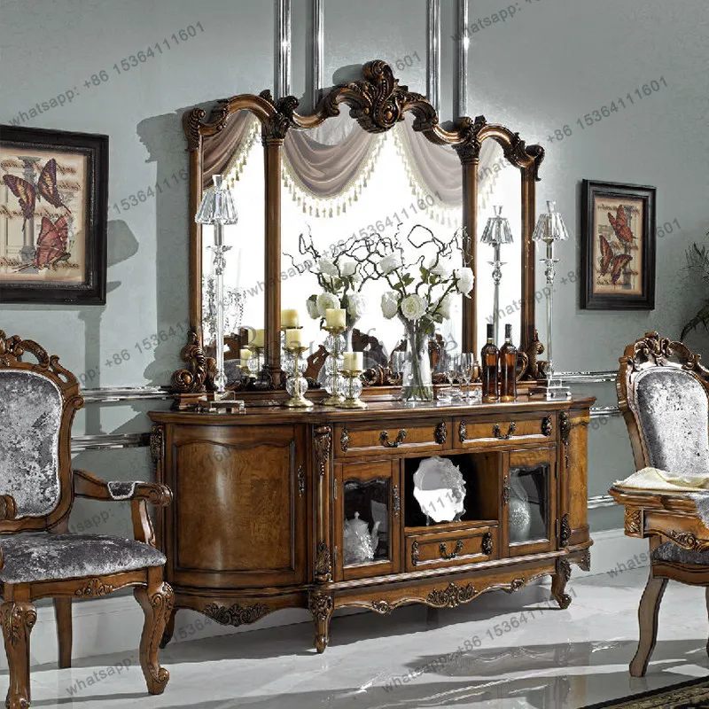 

American retro cupboard restaurant European curved household semicircular wall entrance cabinet