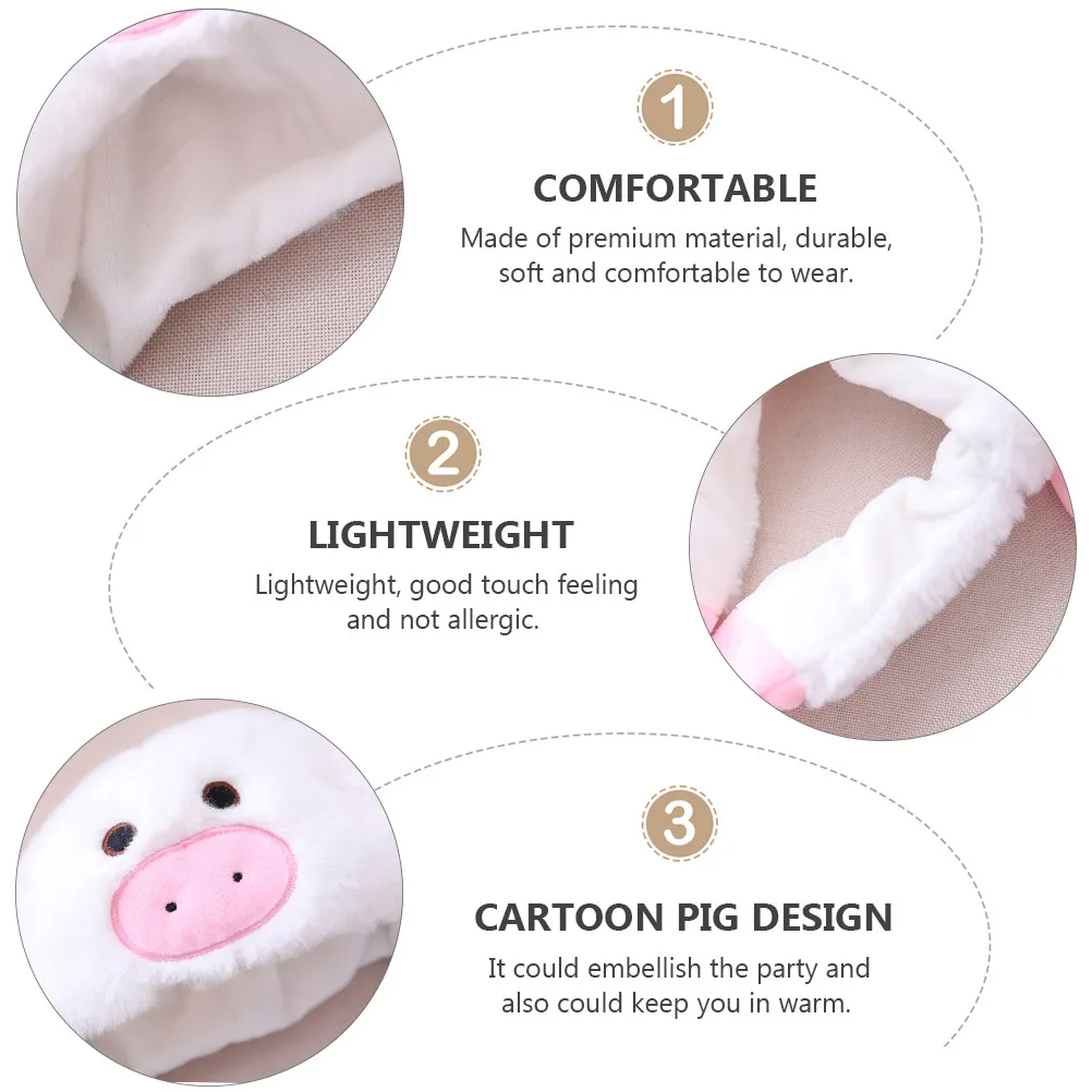 1Pcs Topi Kartun Meriah Desain Babi Menggemaskan Sentuhan Lembut Tidak Menyebabkan Alergi Penutup Kepala Hangat untuk Acara Keluarga, Komunitas, dan Pemotretan