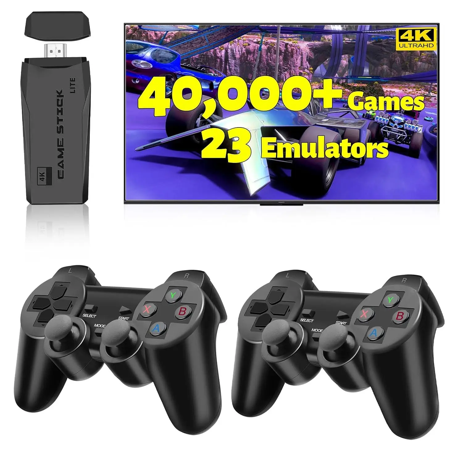 

Игровая консоль Retro Pro с поддержкой 4K HDMI, более 40 000 классических игр, устройство Plug & Play для телевизора, 2 беспроводных контроллера