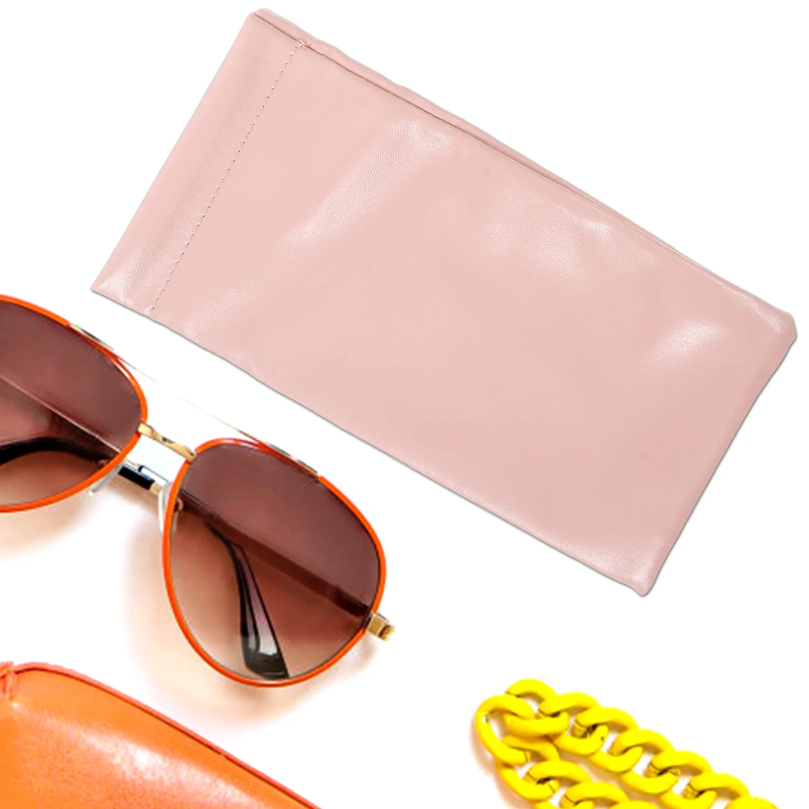 

2PCS Storage Bag Eyeglass Case Sunglasses Holder Travel Glasses Case Pink Green Soft PU Material Anti Scratch Protect Reading