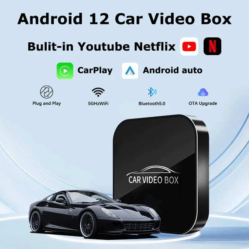 

Car Video Smart Box Wired to Wireless CarPlay AI Box Android 12 System Mini Dongle Wifi Netflix Youtube Car Intelligent System