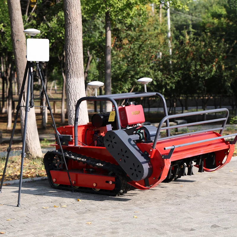 Cortacésped pequeño personalizado con control remoto GPS, ancho de corte con seguimiento de 800mm/1000mm/1200mm para el cuidado del jardín