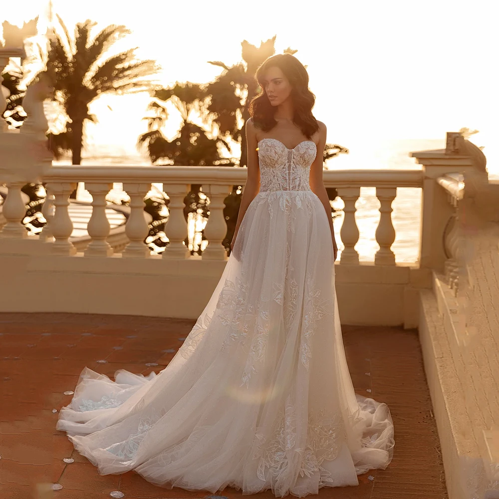 Elegant Bridal Dress 2025 Lace Sleeveless Applique Wedding Dresses For Bride Backless Vinatge Beach Bride Gown Women Customized