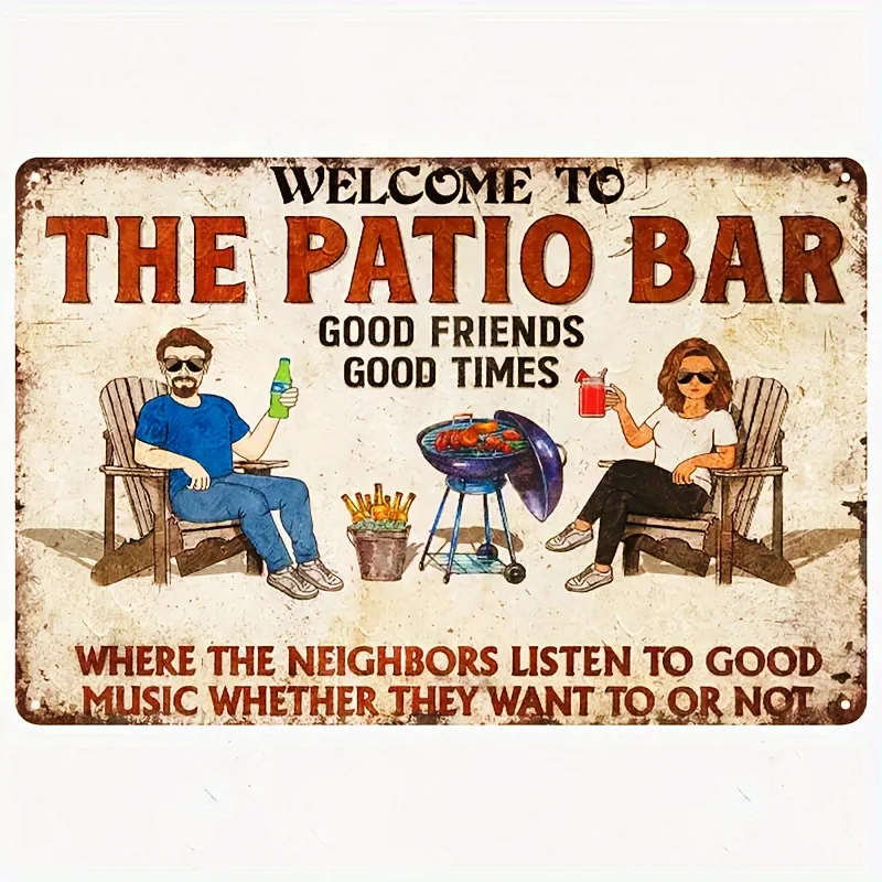 Retro Patio Bar Metal Sign - Iron Wall Decor, Suitable for Home, Garden, Versatile, Easy Installation, English Text Ide