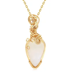 Natural Rainbow Moonstone Necklace for Women June Birthstone Necklace for Women Designer Pendant Necklace Cooper Chain
