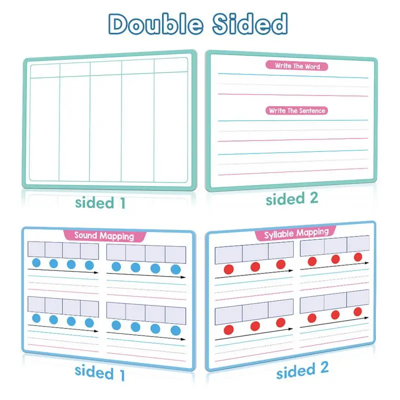 Tablero borrable en seco para aprendizaje de fonética, almohadilla de práctica de escritura de fonética para niños, herramienta de aprendizaje con rico contenido para el hogar preescolar