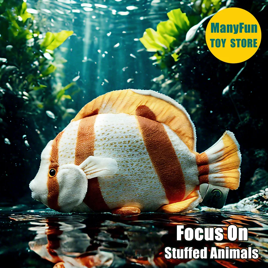 Lifelike Coralfish Stuffed Animal, Butterfly Fish Plush Toy, Realistic Angelfish Plushie, Tropical Fish Doll Gift Collectors