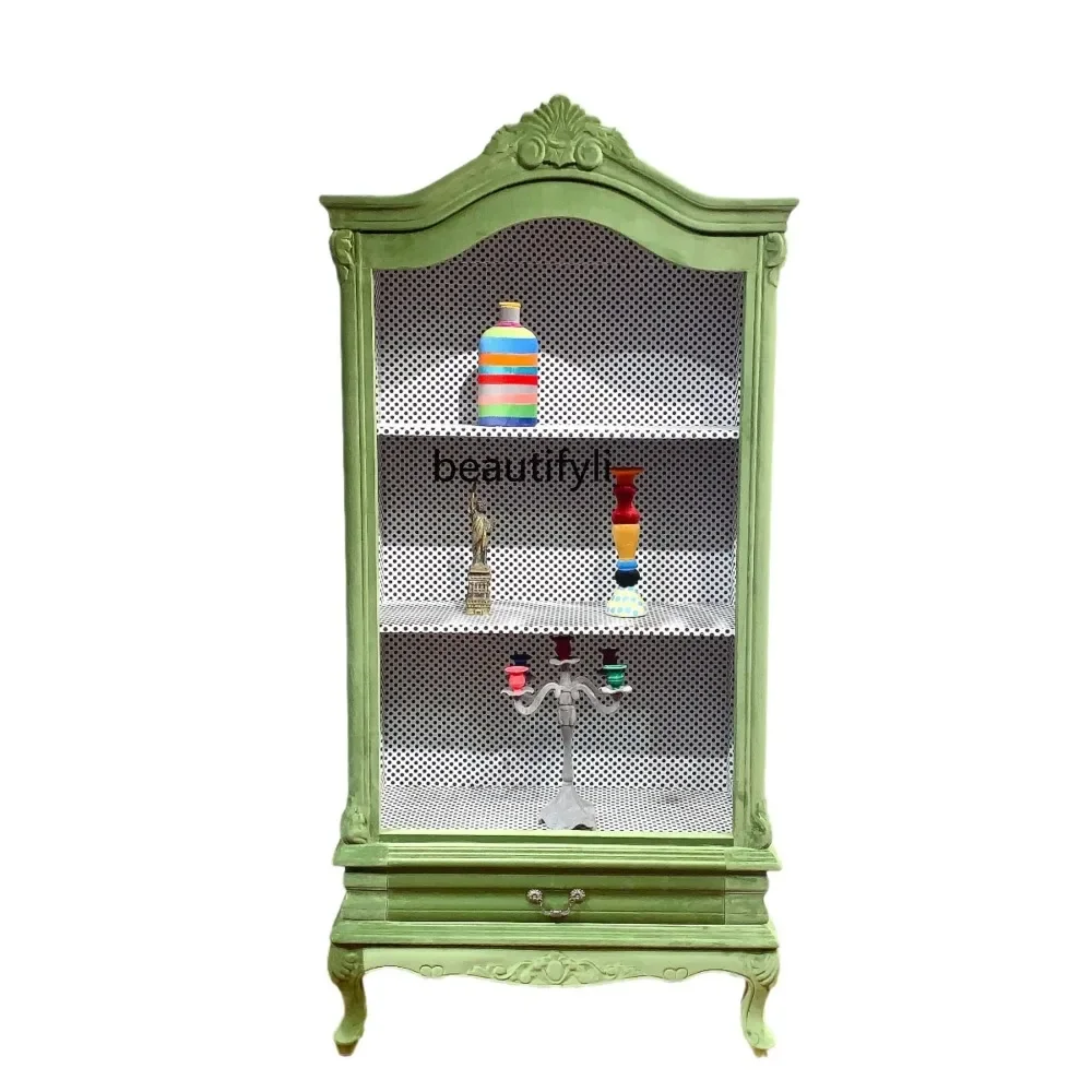 

FG40Solid Wood High Cabinet Office French Modern Data Cabinet Living Room Wine Cabinet Clothing Showcase