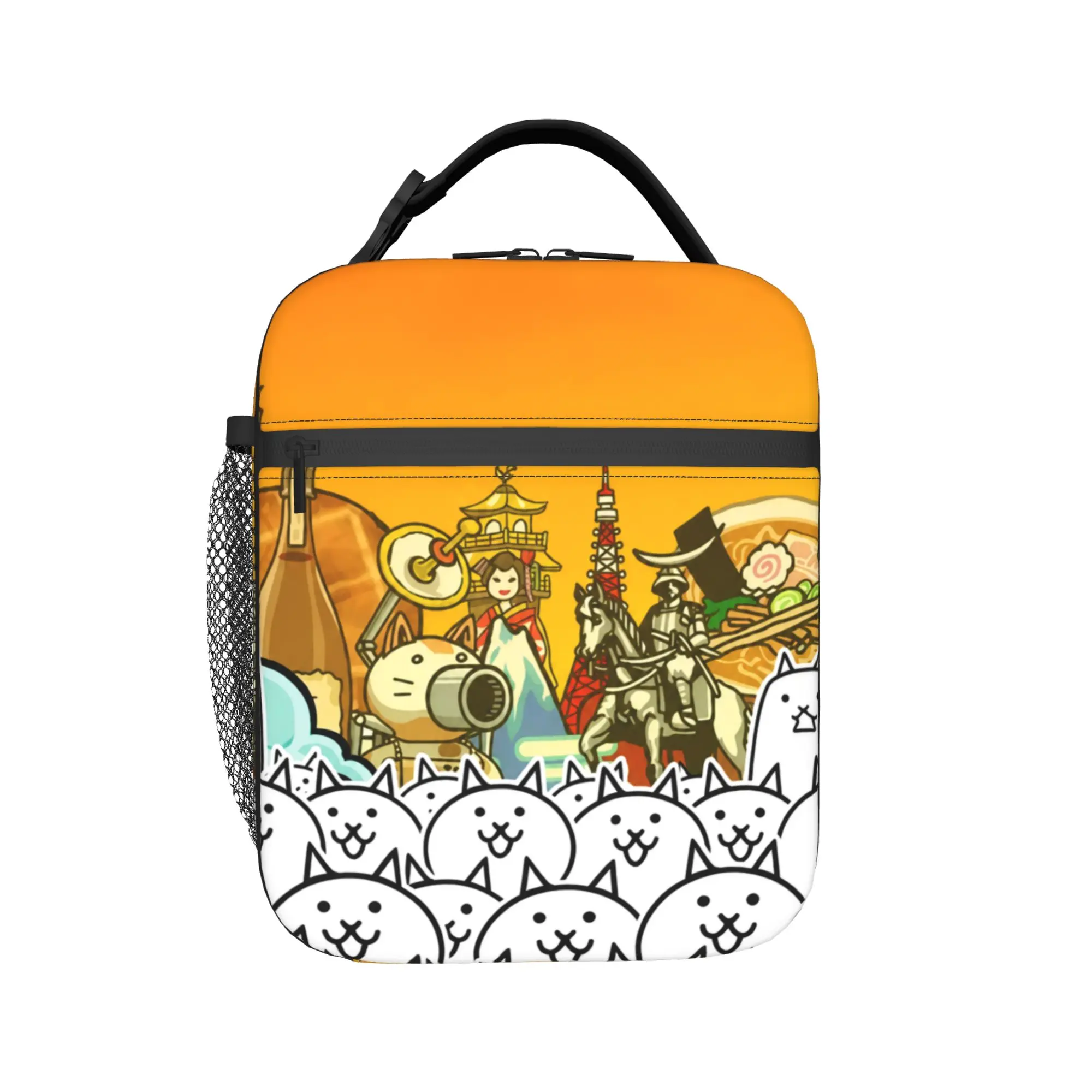 The B-Battle C-Cats Cartoon Insulated Lunch Bags Cooler Bag Reusable,Meal Container Games Large Lunch Box Tote Men Women