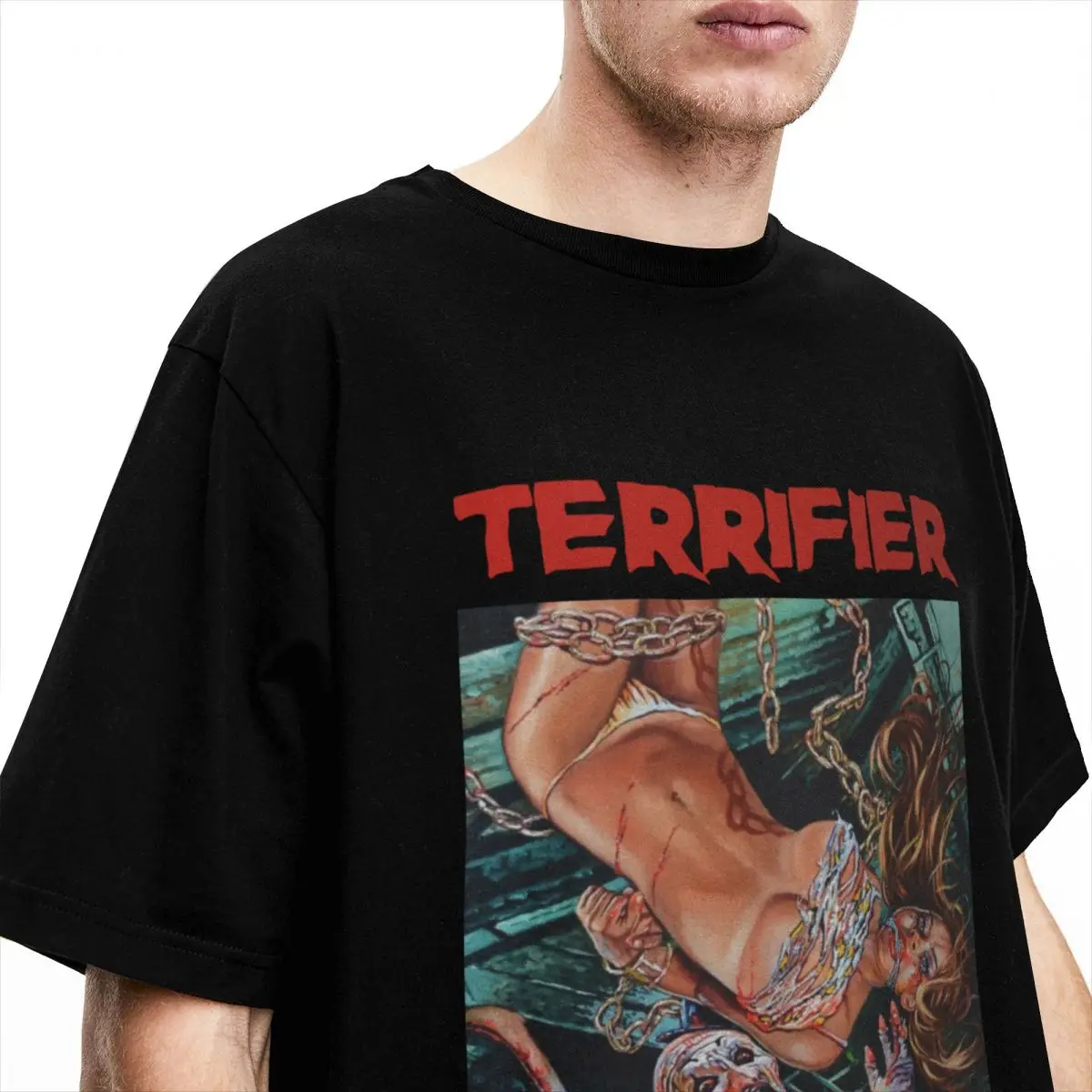 Terrifier Art The Clown Horror Movie T-Shirt for Men Leisure Cotton Tees O Neck Short Sleeve T Shirts Printed Clothing