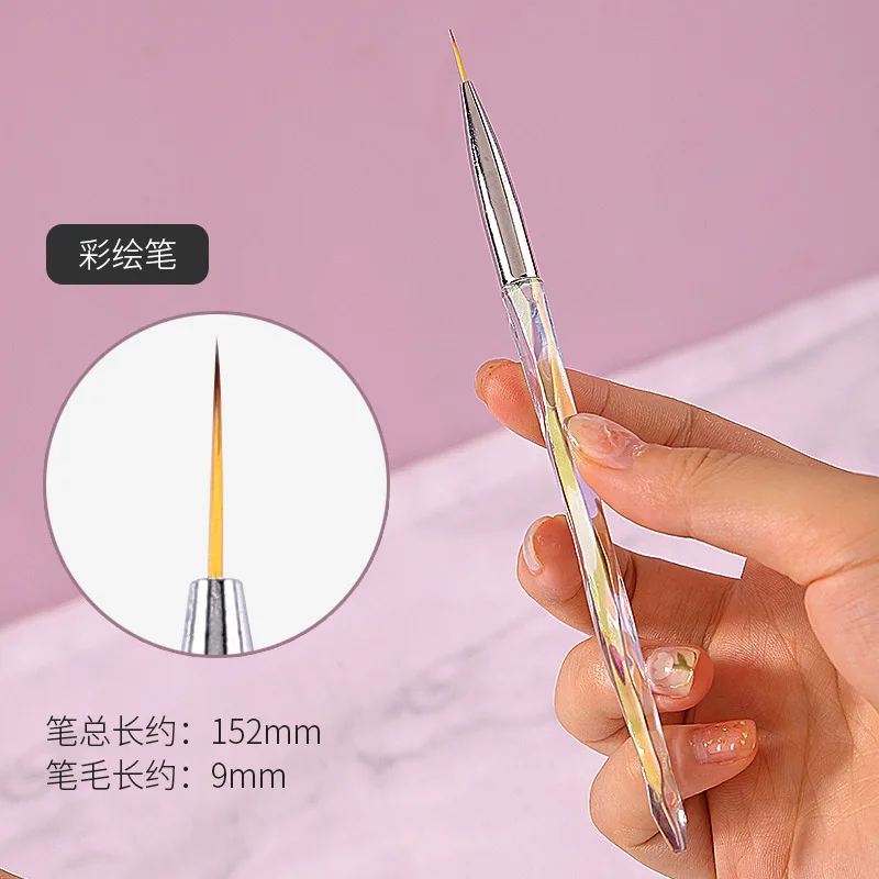 Japanse Nagel Fototherapie Borstel Nagel Tekening Tool Transparant Gekleurde Nagel Make-Up Borstel