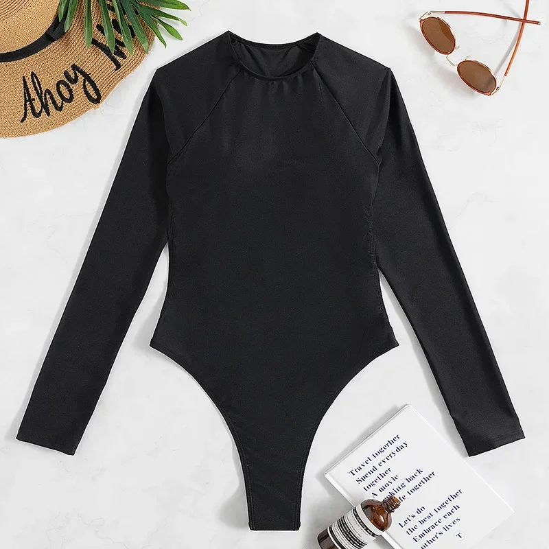 New Long Sleeve G String Diamond Bikini Female Backless Swimwear One Piece Swimsuit Women Monokini Sexy Bather Bathing Suit Swim