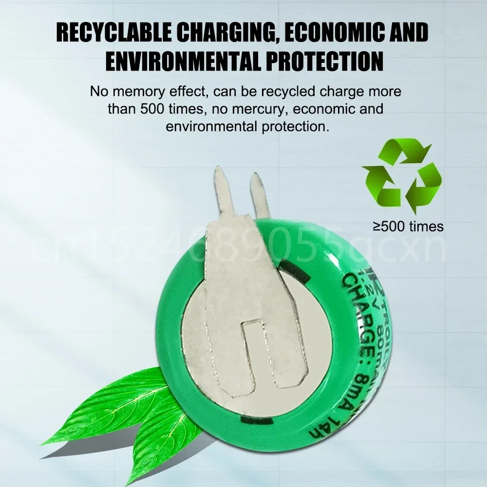 Batterie aste Ni-laissée avec broches à souder pour équipement solaire, calendrier perpétuel, lampe de pelouse, jouets électriques, 1.2V, 80mAh, 1-20 pièces