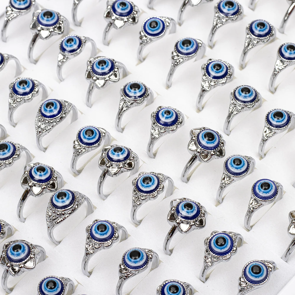 100pcs/Lot Factory Wholesale Hot Mix Colors Devil Eye Finger Ring Party Hot Gothic Oval Blue Red Green Eye Ball Jewelry