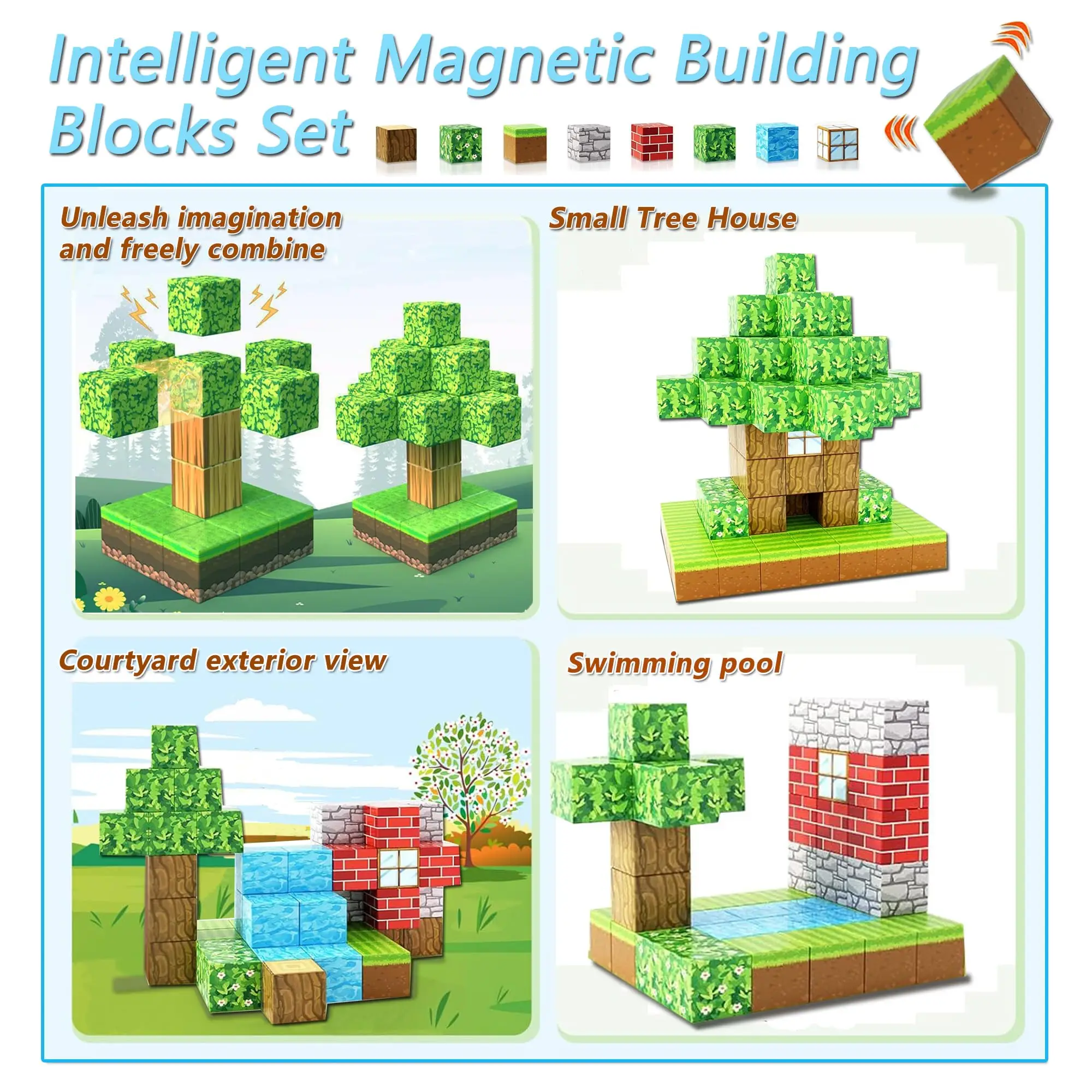 

Магнитные строительные блоки Mine Magnet World Edition, магнитные игрушки для мальчиков и девочек 6 лет, сенсорные игрушки Монтессори