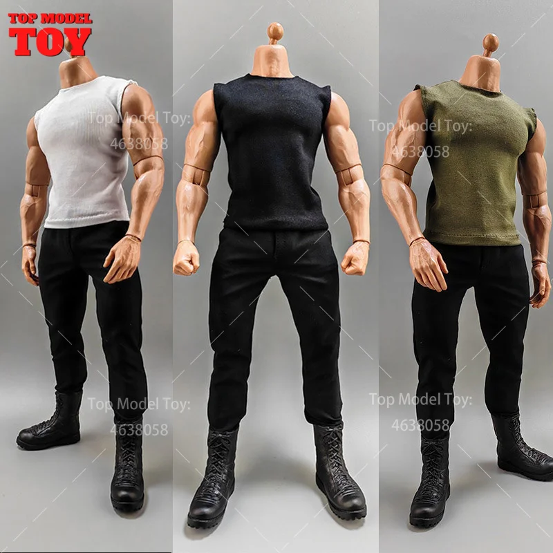 1/6 Scale Wide Shoulder Vest T-shirt Sportswear Clothes Model Fit 12'' Worldbox AT027 Male Soldier Action Figure Body Dolls Toys