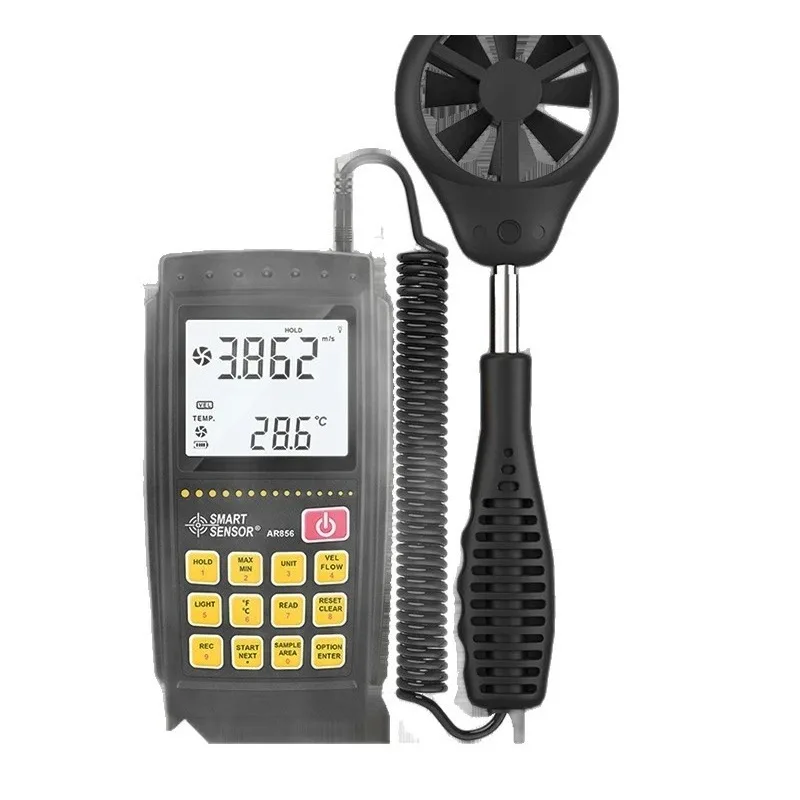 AM856 anemometer, wind temperature and air volume detector, AR856 digital air volume meter data transmission