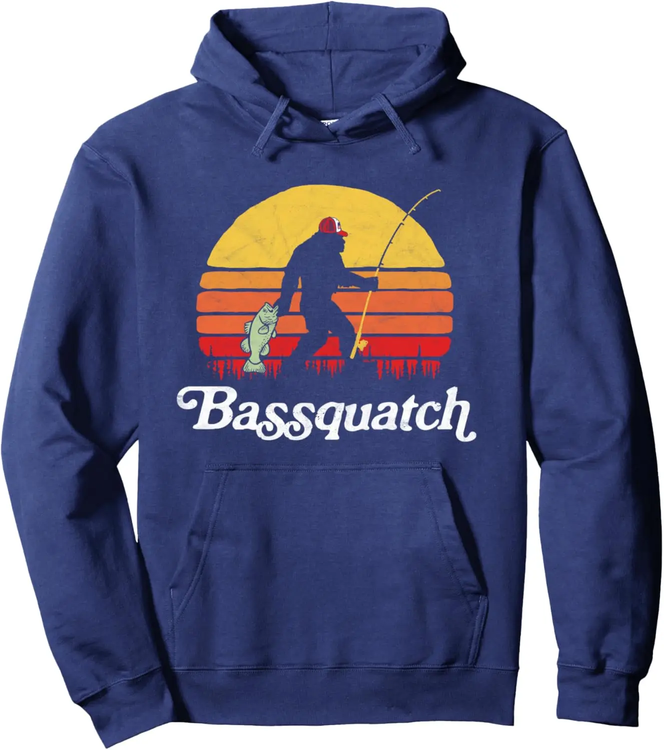 Bassquatch! Divertente felpa con cappuccio Pullover retrò da pesca all'aperto Bigfoot, felpa con cappuccio grafica stampata personalizzata a maniche lunghe Ropa De Mujer