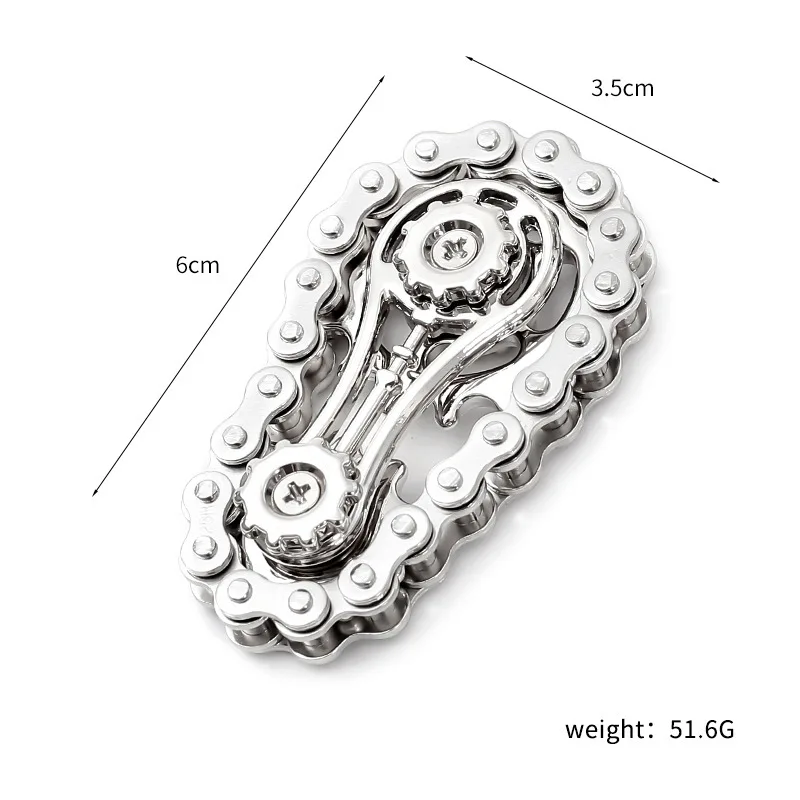 Fidget Spinner pignons mécaniques en métal volant d'inertie bout des doigts gyroscope anti-stress anxiété chaînes de vélo en métal EDC Spinner Fidget jouets