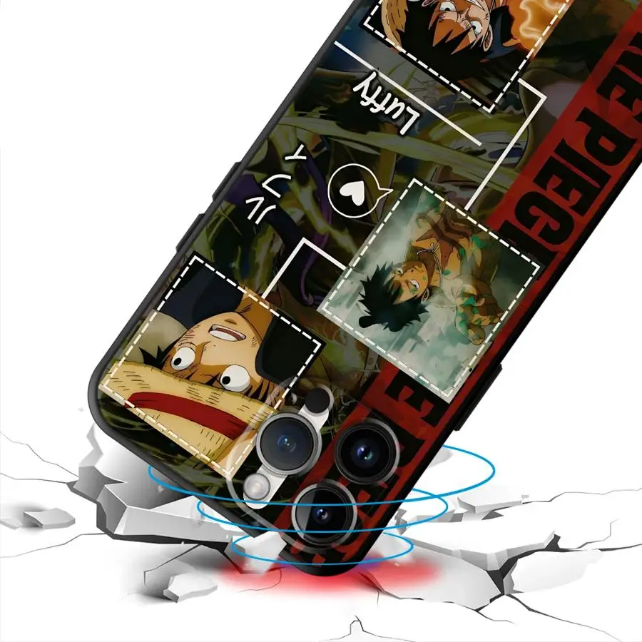 Funda para iPhone 7 8 13 12 11 17 Pro Max XS Max XR 17Air 15 16 14 Plus cubierta de teléfono suave negra de una pieza Luffy Zoro Art