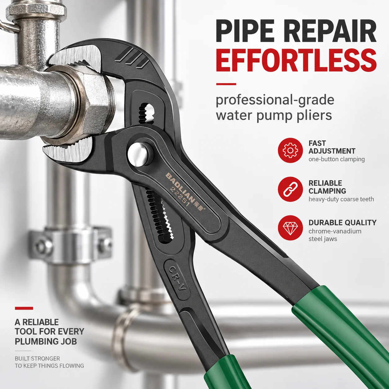Water Pump Multi Hand Tool Professional Pliers for Terminals Water Pipe Plumbing Quick-release Adjustable Wrench Clamp Household