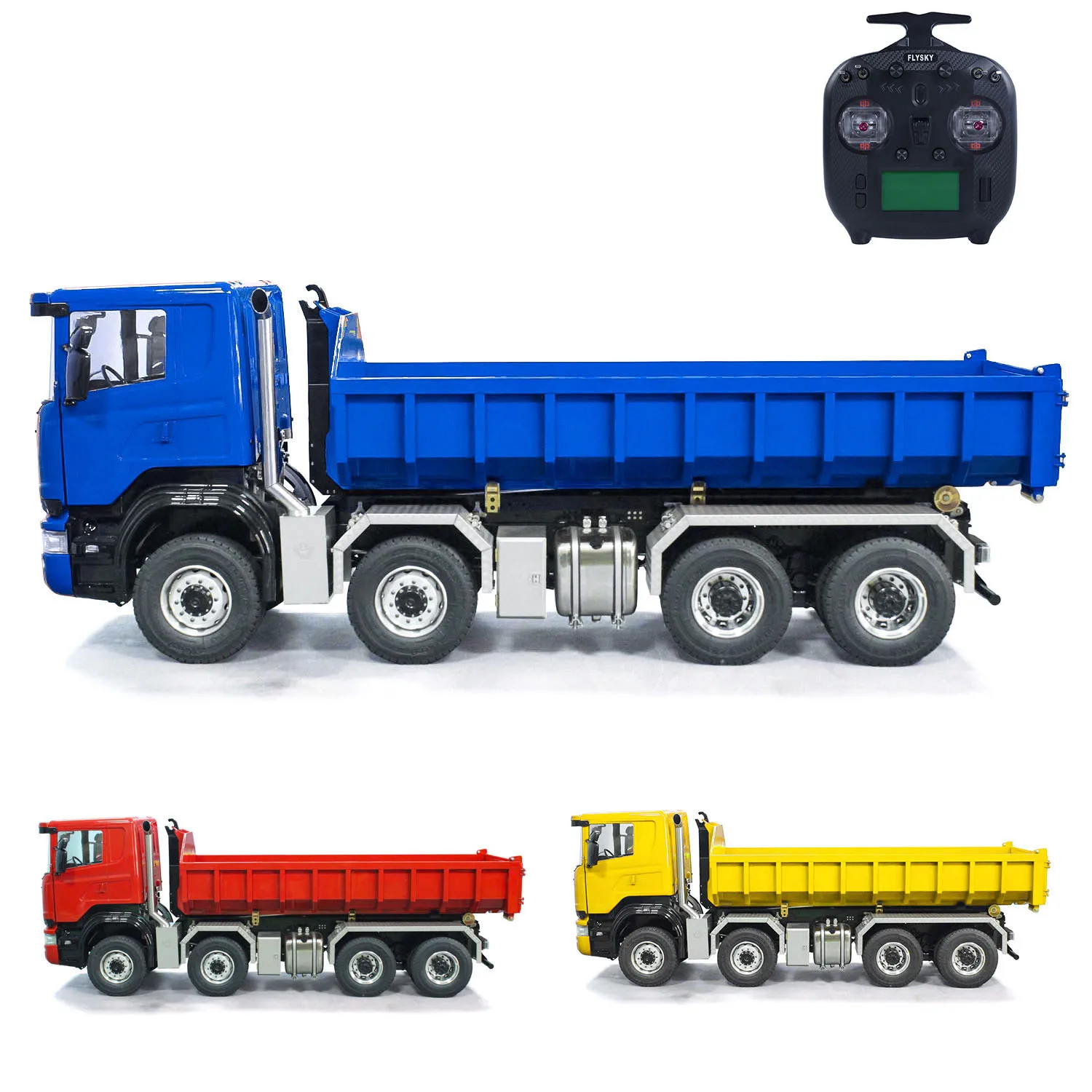 1/14 Metal RC Hydraulic Dump Truck 8x8 Roll-on off Full Dumper Car Model with Sound Light 3-speed Transmission RC Toy TH23689