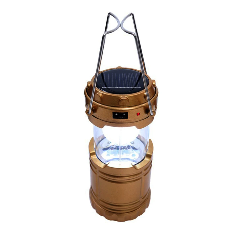 Solar Camping Light Random Color Rechargeable Lightweight Portable Outdoor Tent Lamp for Camping Lighting Tool