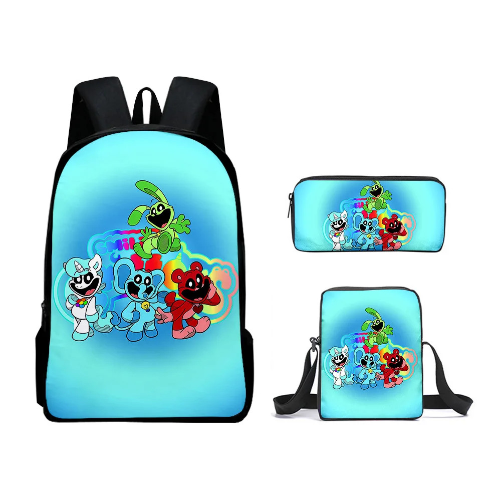 

Trendy Youthful Novelty smiling critters 3D Print 3pcs/Set Student Travel bags Laptop Daypack Backpack Shoulder Bag Pencil Case