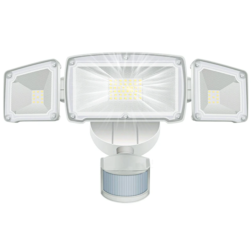 

White Adjustable Security Light With Sport Sensor Motion Detection Flood Light For Garage, Yard