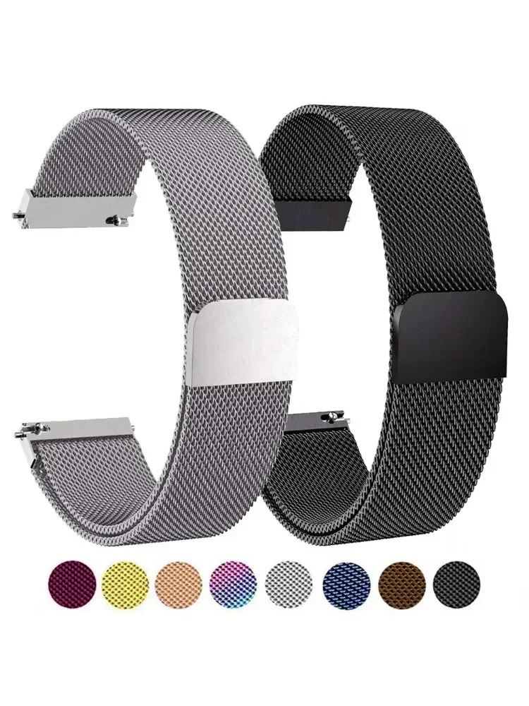 Edelstahl-Milanese-Armband mit Rücklauf, magnetisches Armband, 16 mm/18 mm/20 mm/22 mm Ersatzarmband