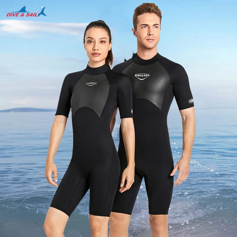 

2MM Neoprene Diving Suit Men Women Snorkeling Scuba Diving Wetsuits Short Sleeves Suit Swimwear Beach Warm Jellyfish Clothing