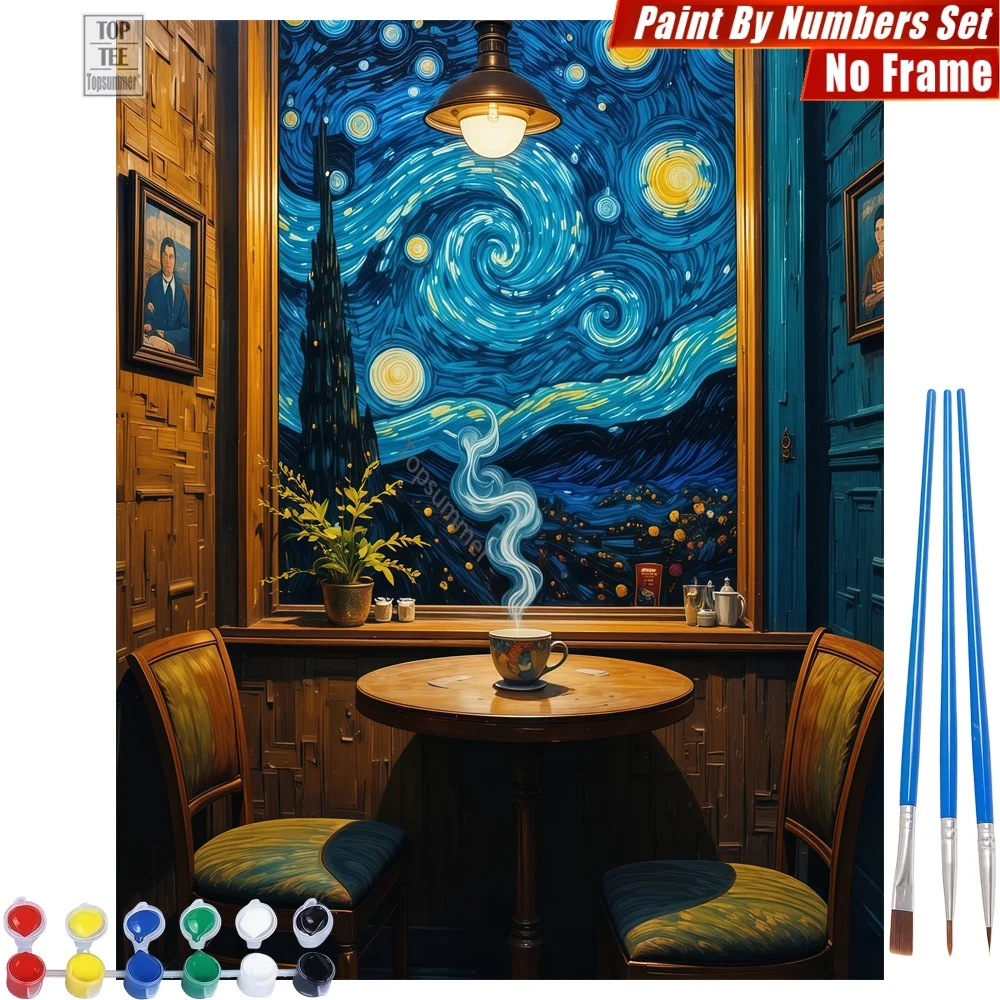 

Набор для рисования по номерам «Звездная сцена в помещении» — картина для комнаты, настенное искусство с чашкой, декор для дома, рождественский подарок для друга
