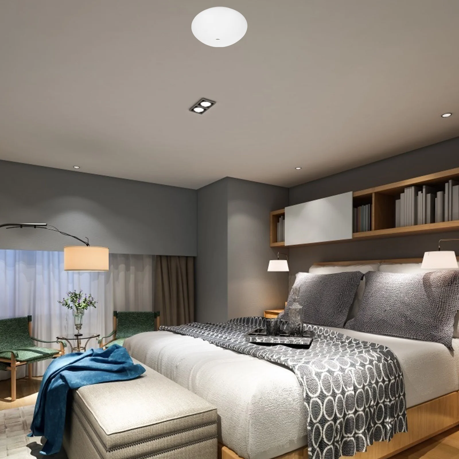 

Ceiling Lamp Cover Round Light Shade with Holes Easy Bulb Replacement Automatic Sensing Plastic Lampshade for