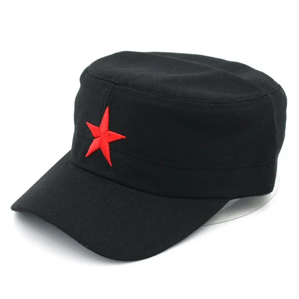 1pc Men Women Solid Color Army Hat Military Cadet Combat Patrol Hat Red Star Pentagram Casual Baseball Cap Outdoor Sunscreen Cap