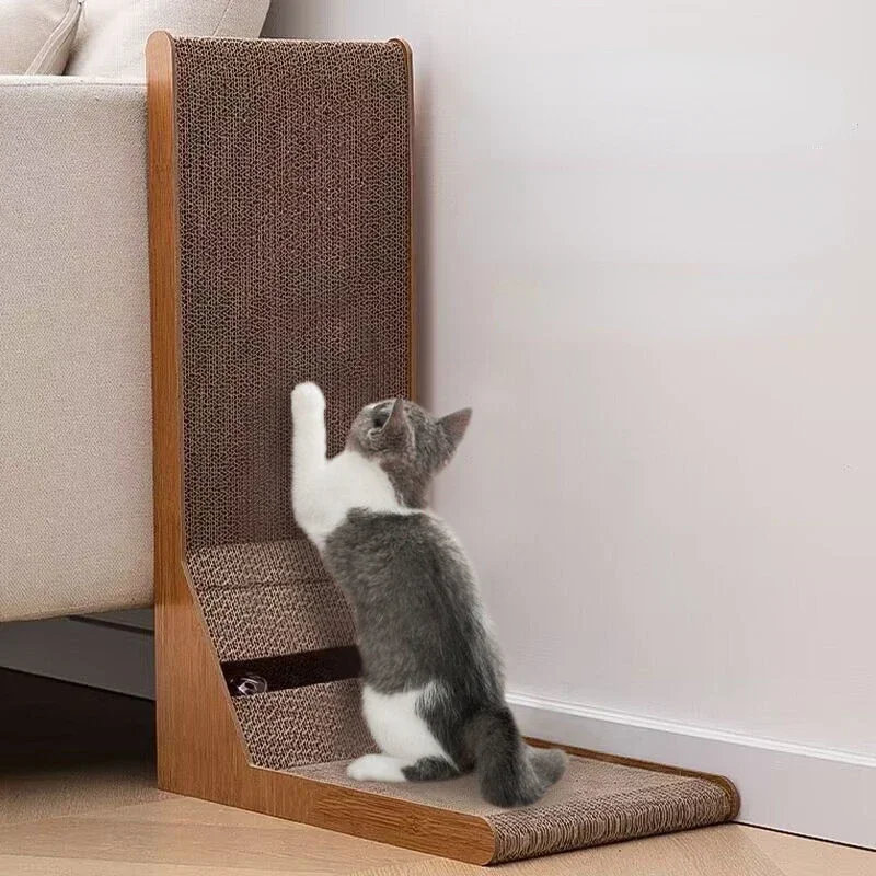 Pet Cat Scratching Board L-shaped Mat Scraper Claw Abreaction Toy Corrugated Paper Equipment Kitten Product Furniture Protector