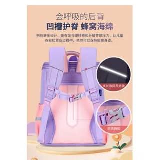 Primary school students' backpack for grades one, two and three, pastoral style, small fresh, light and light weight, spine prot