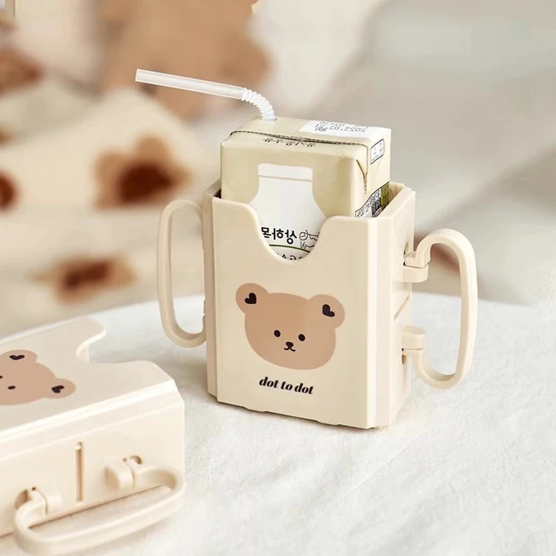 Carton Cup Milk Holder Adjustable Plastic Baby Toddler Juice Box Drinking Anti-Squeeze Cup Holder Adjustable Milk Cup Holder