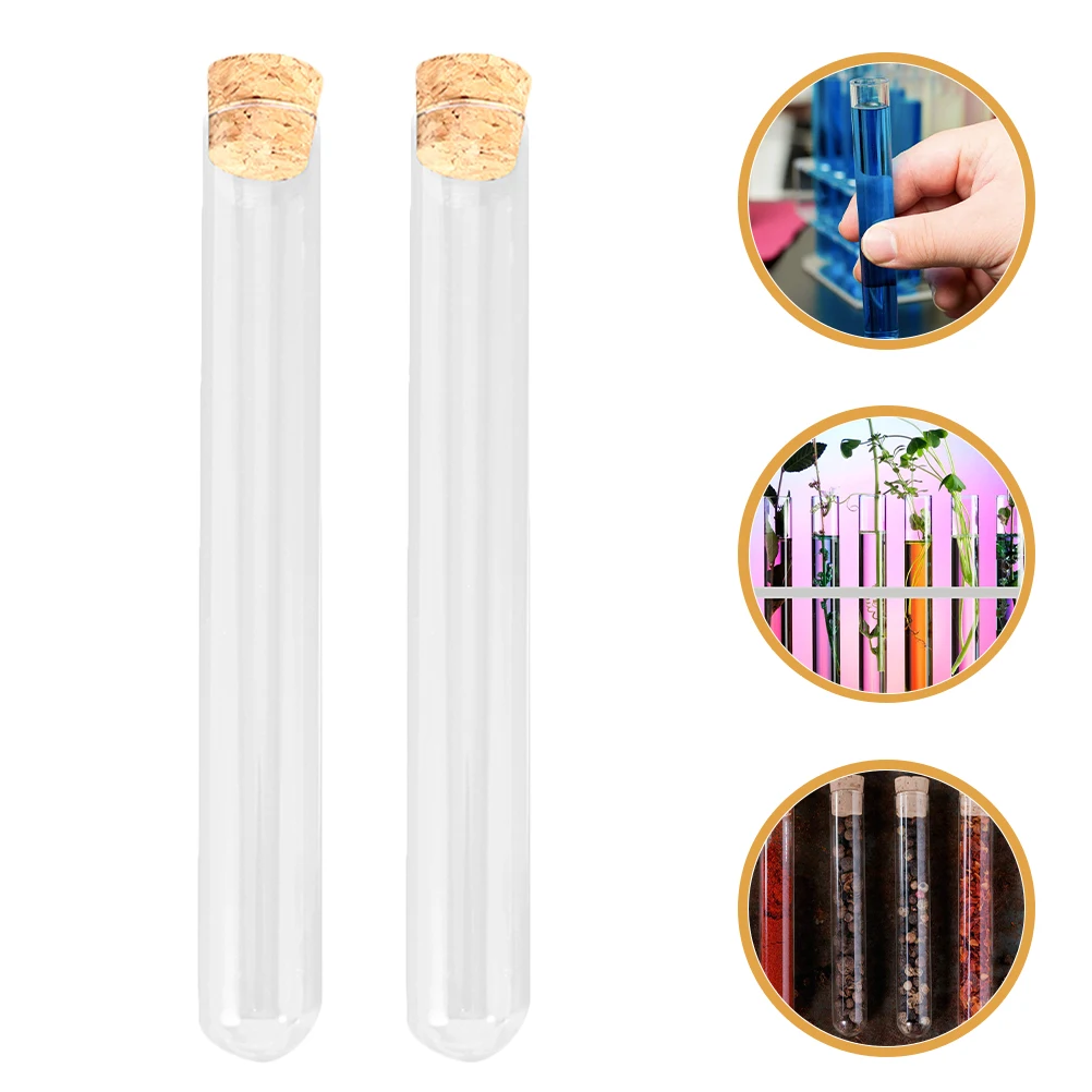 

10 Pcs Round Bottom Glass Test Tube Borosilicate Tubes Sample Bottles Wooden Clear for Plants