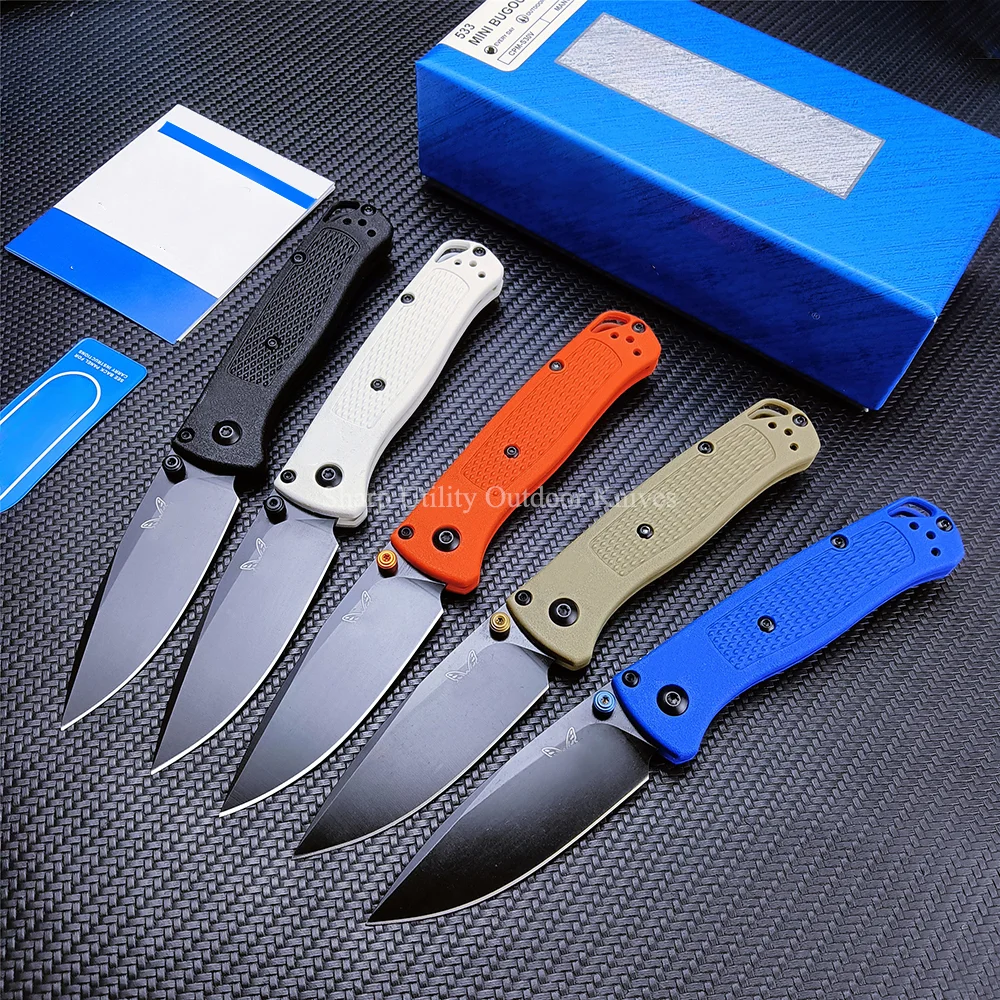 BM 533 Mini Tactical Pocket Folding Blade Knife Outdoor Camping Rescue Jackknife Multitools Nylon Fiber Handle Everyday Carry