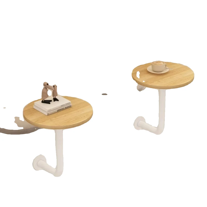 Modern Stainless Steel Wall Mounted round Table for Cafe Restaurant Milk Tea Shop HEYTEA Cake Shop Card Seat Leisure Desk