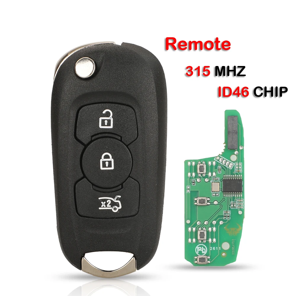 Jingyuqin Autosleutel afstandsbediening/case 2/3 Knoppen 315 434MHZ ID46 Flip Voor Opel Astra K Vauxhall Buick Verano Excelle GT EXCELLEGT