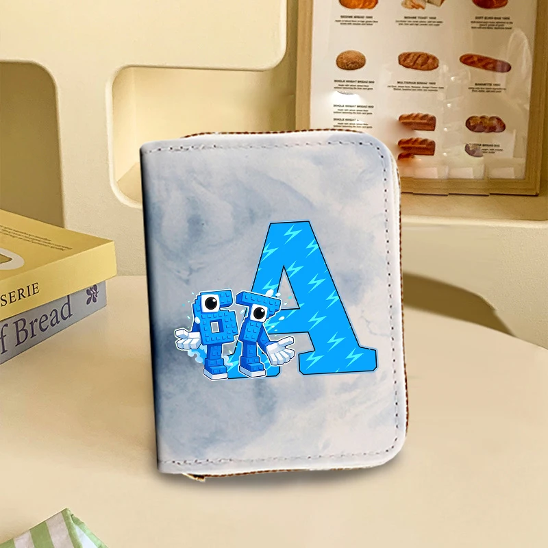 Six Seven Steals A BrainRoted Wallet Letter A-Z Fashion Accordion Pleats Cartoon Bank Cards Holder Purse Zipper Birthday Gifts