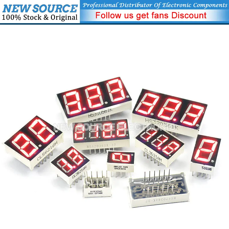 5pcs Red LED Digits Display 0.28Inch 0.36Inch 0.4Inch 0.56Inch 0.8Inch 1Bit 2Bit Cathode Anode 7 Segment Led Display Board