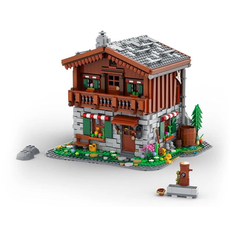 2684PCS MOC modular town house building alpine cabin model DIY assembly building block toys children's birthday gift