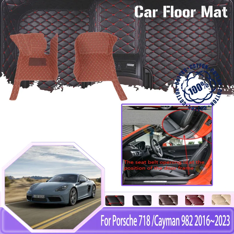 

Car Floor Mats For Porsche 718 Cayman 982 2016~2023 2seat Dirt-resistant Rug Car Mats Full Set Cover Floors Car Accessories 2000